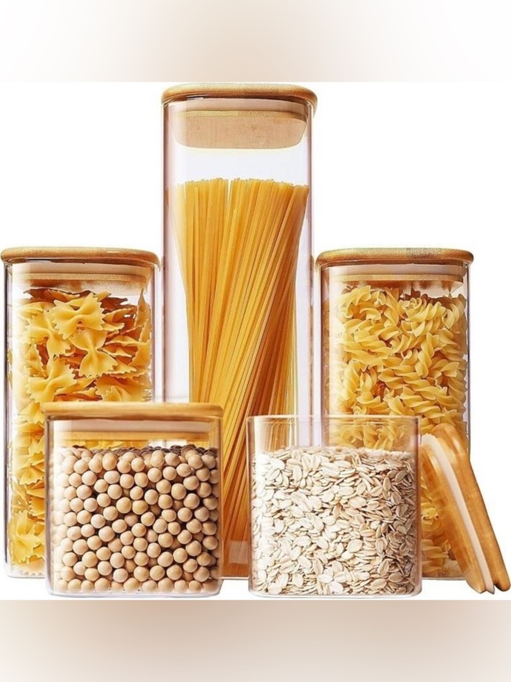 Glass storage jars with bamboo lids